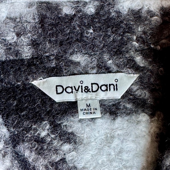 Davi & Dani Boucle Black White Plaid Coat Longline Chic Blazer Jacket Size M - Picture 4 of 15